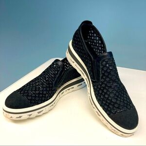 PERTINI Sz 39 Slip-On Comfort Platform  Leather Top Mesh Design Slip On Loafers